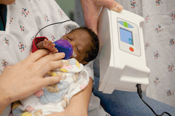 Image: The Pacifier Activated Lullaby (PAL) device (Photo courtesy of Powers Device Technologies).